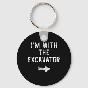 With The Excavator Funny Halloween Couple Costume Key Ring