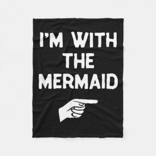 With The Mermaid Funny Halloween Matching Costume Fleece Blanket