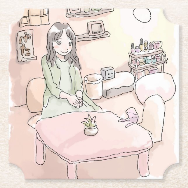 with the pale rooms of the rainbow, paper coaster (Front)