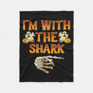 With The Shark Shirt Costume Funny Halloween Fleece Blanket