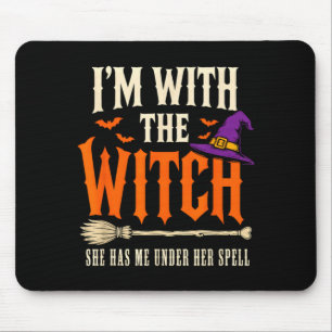 With The Witch Funny Halloween Couple Witchy Mouse Pad