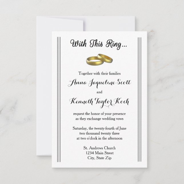 With this Ring... - 3x5 Wedding Invitation (Front)