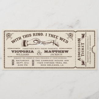With This Ring, Vintage Wedding Ticket Invitation