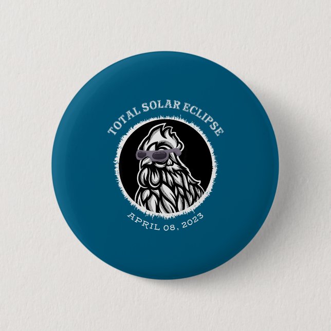 With Total Solar Eclipse Rooster Glasses 6 Cm Round Badge (Front)