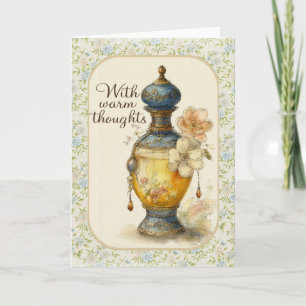 With Warm Thoughts Floral Vintage Greeting Card