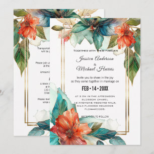 With wedding details Hibiscus Serenade Paradise Invitation