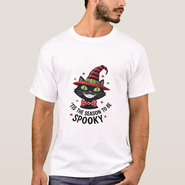 With Witch Hat And Tie T-Shirt (Front)