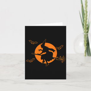 With With Lacrosse Stick Full Moon Witch Halloween Card