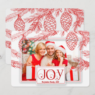 With with Red Pines Christmas Joy Photo Holiday Card