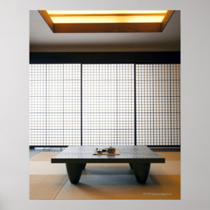 with wooden table and modern style tatami : poster