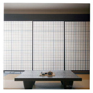 with wooden table and modern style tatami : tile