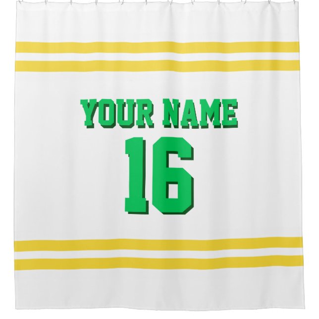 with Yellow White Stripes Sports Jersey Shower Curtain (Front)