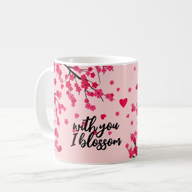 with you I blossom cherry sakura Coffee Mug (Front Left)