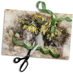 Withered Sunflowers   Distressed Grunge Decoupage Tissue Paper