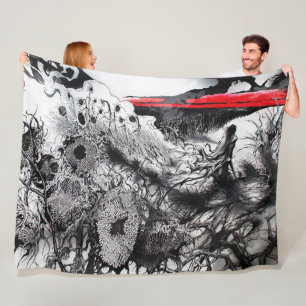Withering Fields of the Crimson Dusk Fleece Blanket