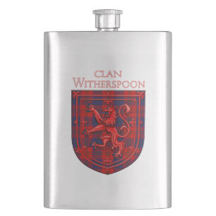 Witherspoon Tartan Scottish Plaid Lion Rampant Hip Flask