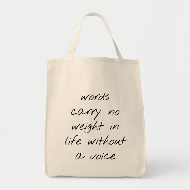 Without A Voice Grocery Tote Bag (Front)