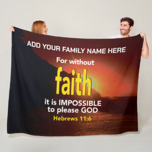WITHOUT FAITH Hebrews Christian Bible Family Name Fleece Blanket