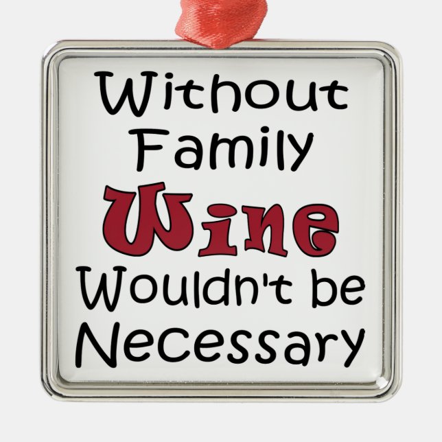 Without Family Wine Metal Tree Decoration (Front)