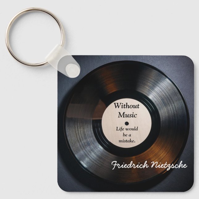 Without Music - Nietzsche quote - art print Key Ring (Front)