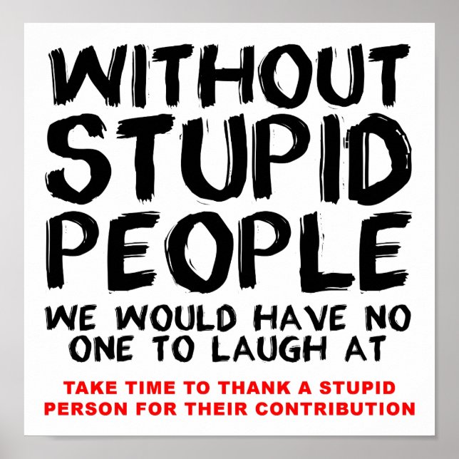 Without Stupid People Funny Poster (Front)