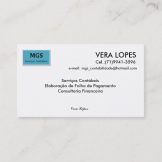 Without title, VERA LOPES, email: mgs_contabilida… Business Card