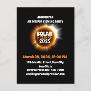 Witnessing partial Solar Eclipse 3/29/2025 USA  Invitation Postcard