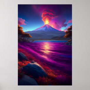 Witnessing the Beauty of a Volcanic Outburst Poster
