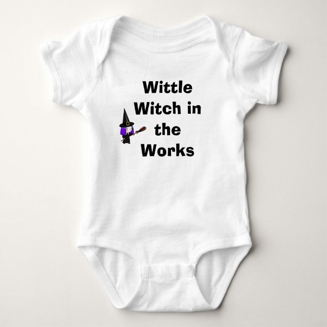 Wittle Witch in the Works Baby Bodysuit (Front)