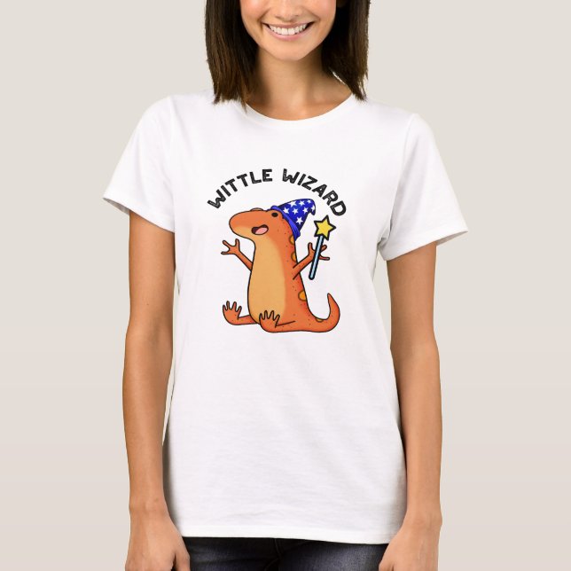 Wittle Wizard Funny Lizard Pun  T-Shirt (Front)