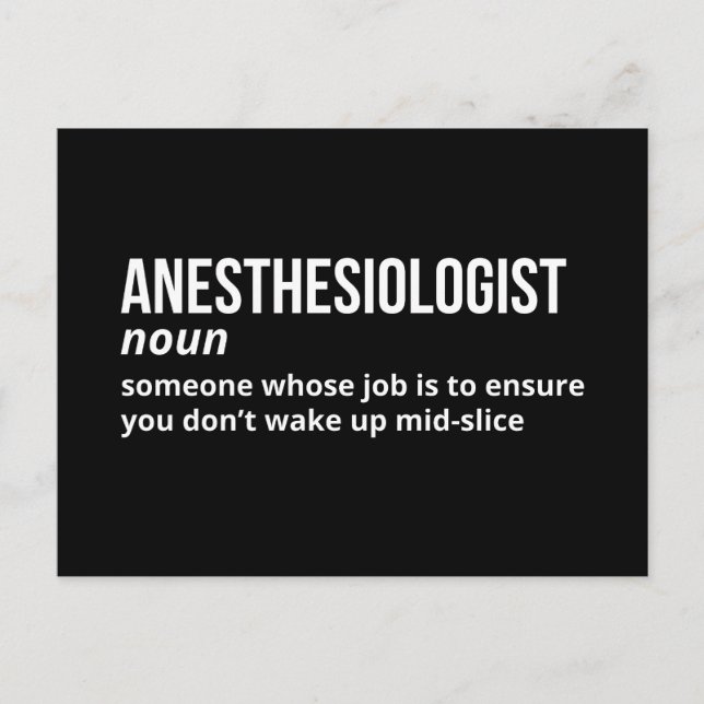 Witty Anaesthesiologist Definition Card (Front)