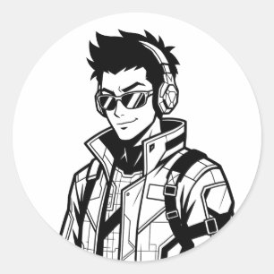 Witty Cinematic Anime Character Graphic Hoodie Classic Round Sticker