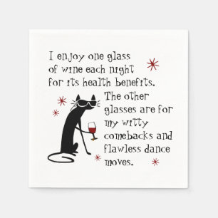 Witty Comebacks Wine Quote Black Cat Napkin