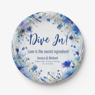 💍 Witty Cornflowers and Lavender Elegance  Paper Plate