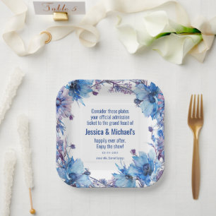 💍  Witty 💍 Cornflowers and Lavender Elegance Paper Plate
