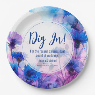 💍 Witty Cornflowers and Lavender Elegance Paper Plate