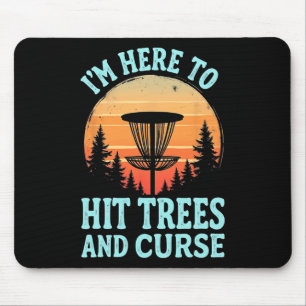 Witty Disc Golf - Funny Tree Hitting Retro Art Mouse Pad
