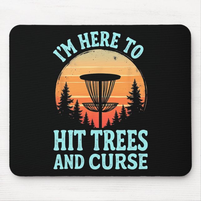 Witty Disc Golf - Funny Tree Hitting Retro Art  Mouse Pad (Front)