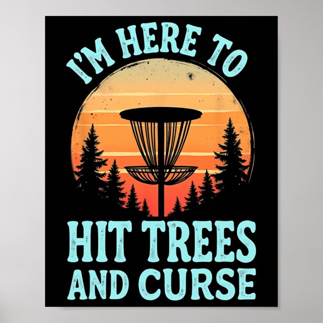 Witty Disc Golf - Funny Tree Hitting Retro Art  Poster (Front)