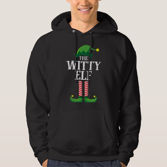 Witty Elf Matching Family Christmas Party Hoodie (Front)