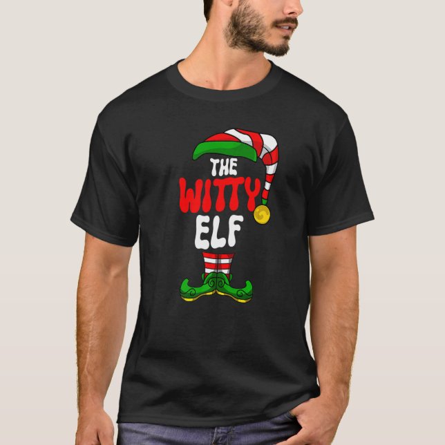 Witty Elf Pajama Matching Group Christmas Holiday  T-Shirt (Front)