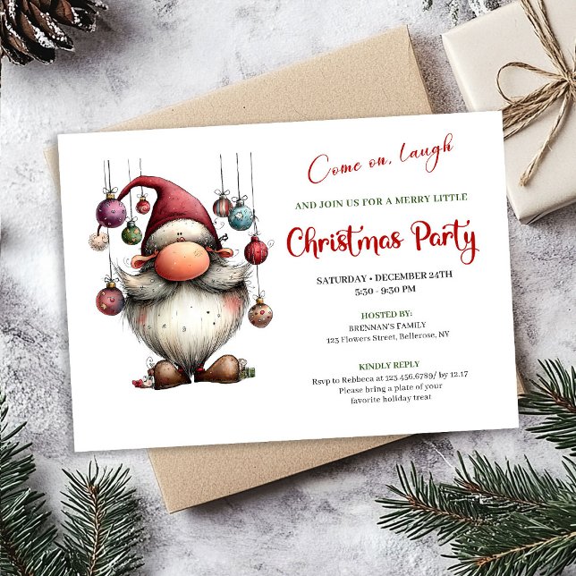 Witty Funny Santa Classic Christmas Party Invite (Witty Funny Santa Classic Christmas Party Invitation)