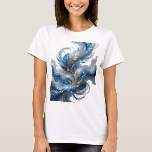 Witty Gold BLUE FEATHERS AND STARS Custom Design T-Shirt