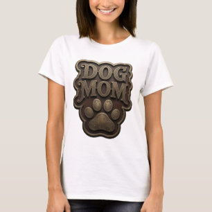 Witty Gold DOG MOM Artistic Motif T-Shirt