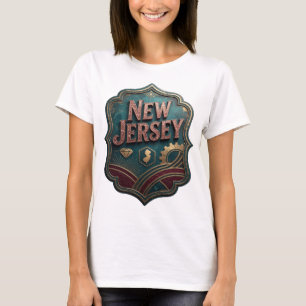 Witty Gold NEW JERSEY Text Design T-Shirt