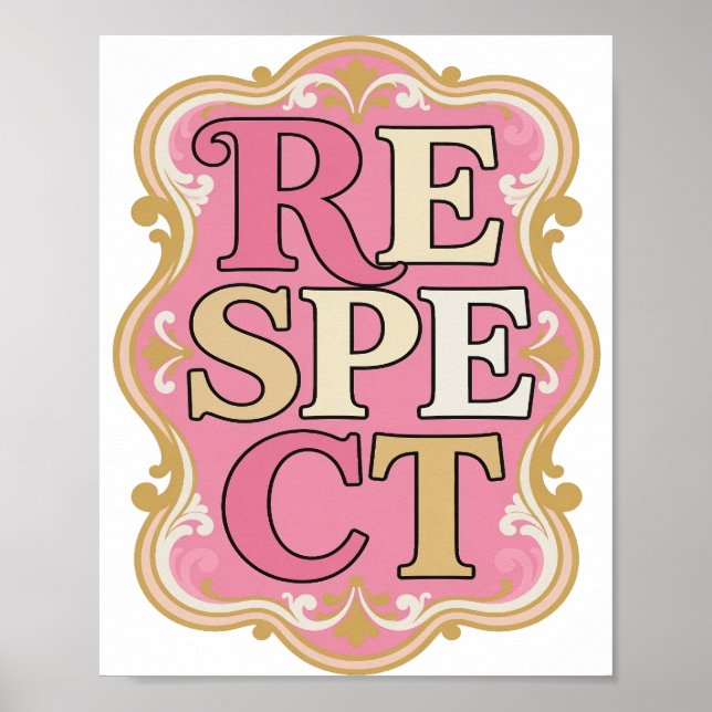 Witty Gold RESPECT Text Design Poster (Front)
