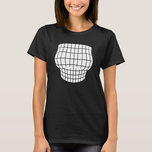 Witty Grid Magnified Chest Optical Illusion Women T-Shirt (Front)