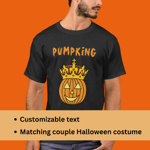 Witty King Pumpkin Pun Couple Halloween Costume T-Shirt