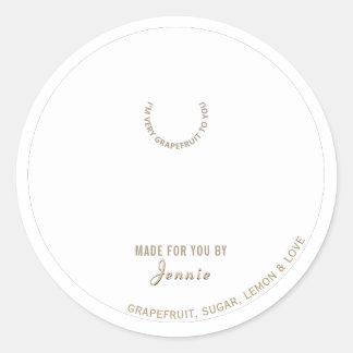 Witty Logo Design Elegant Grapefruit Marmalade Classic Round Sticker