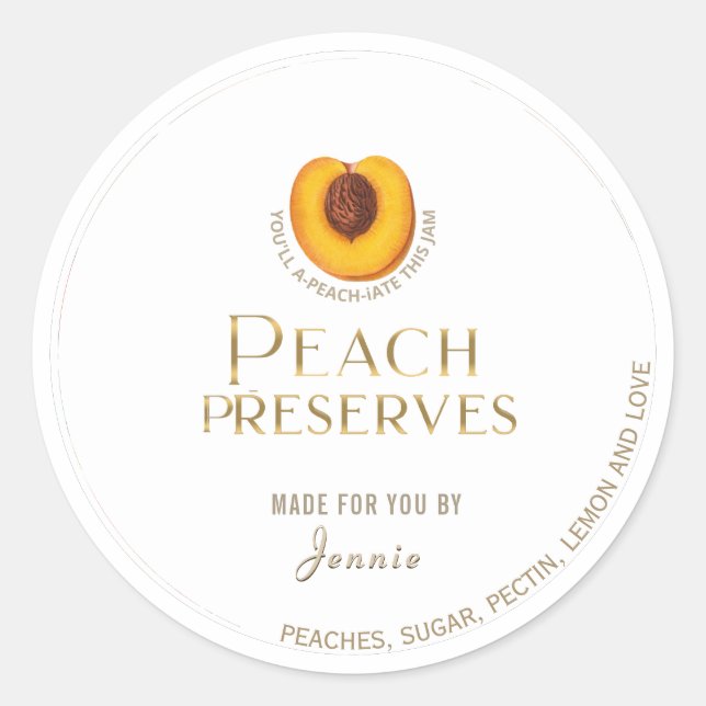 Witty Logo Design Elegant Peach Preserves Label (Front)